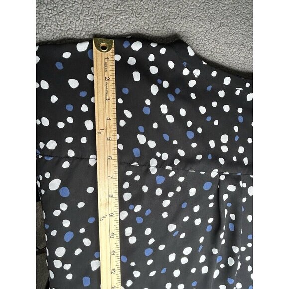 Torrid 4 Top 4X Black Blue White Polka Dot Zip Neck Popover Lightweight Office - Picture 7 of 8